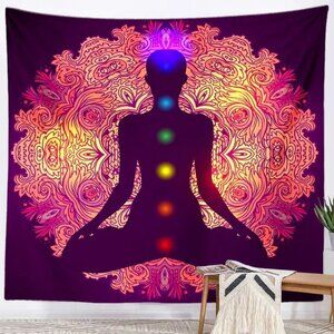 Chakra Meditation Tapestry Wall Hanging –  29.5x22.8in Yoga Spiritual Energy